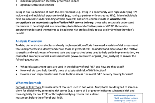 Oral PrEP Risk Assessment Tools at a Glance - PrEPWatch