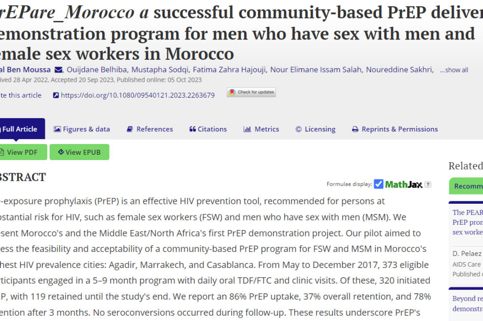 PrEPare Morocco A Successful Community based PrEP Delivery  