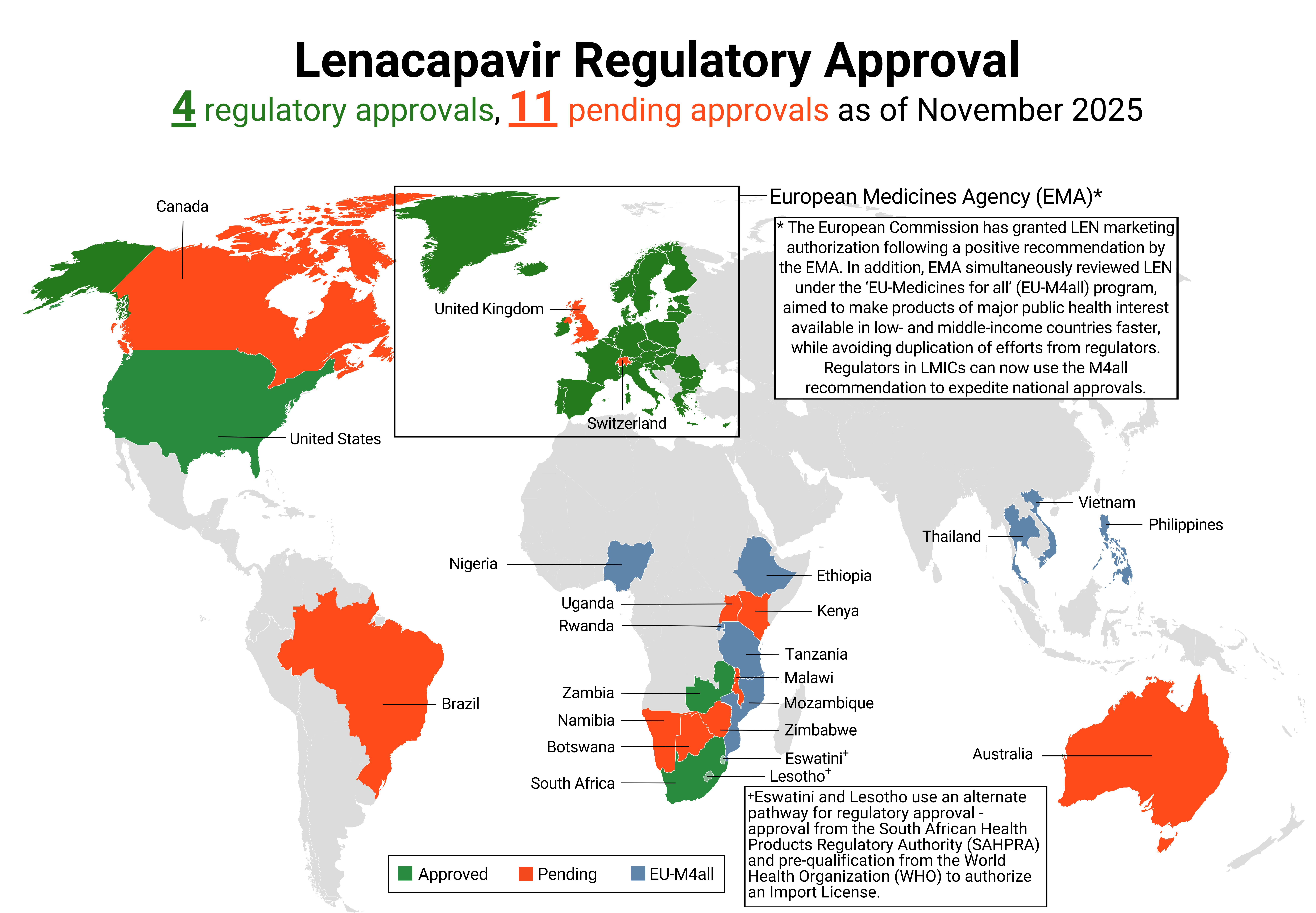 map of LEN approvals in Africa