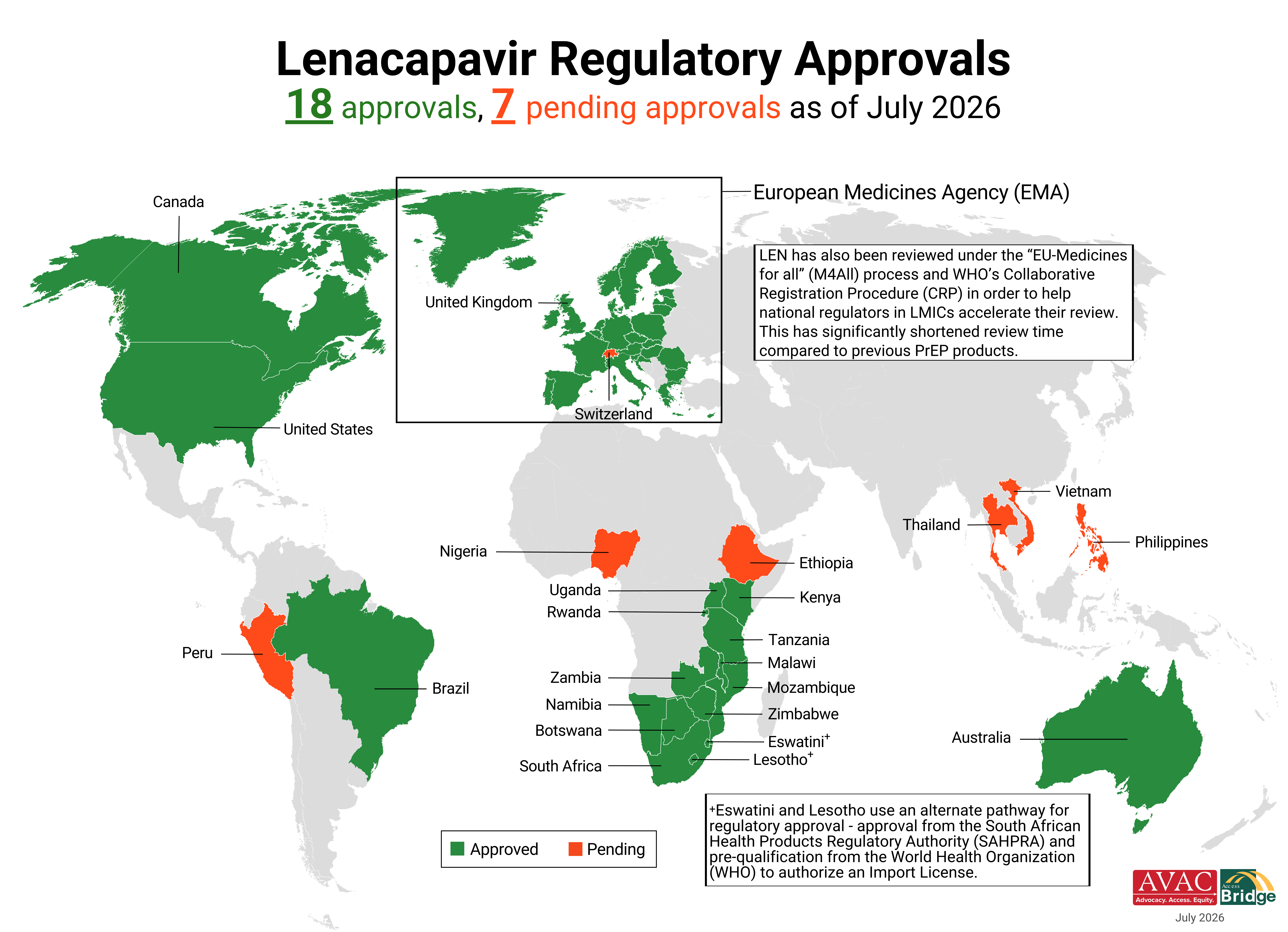 map of LEN approvals in Africa