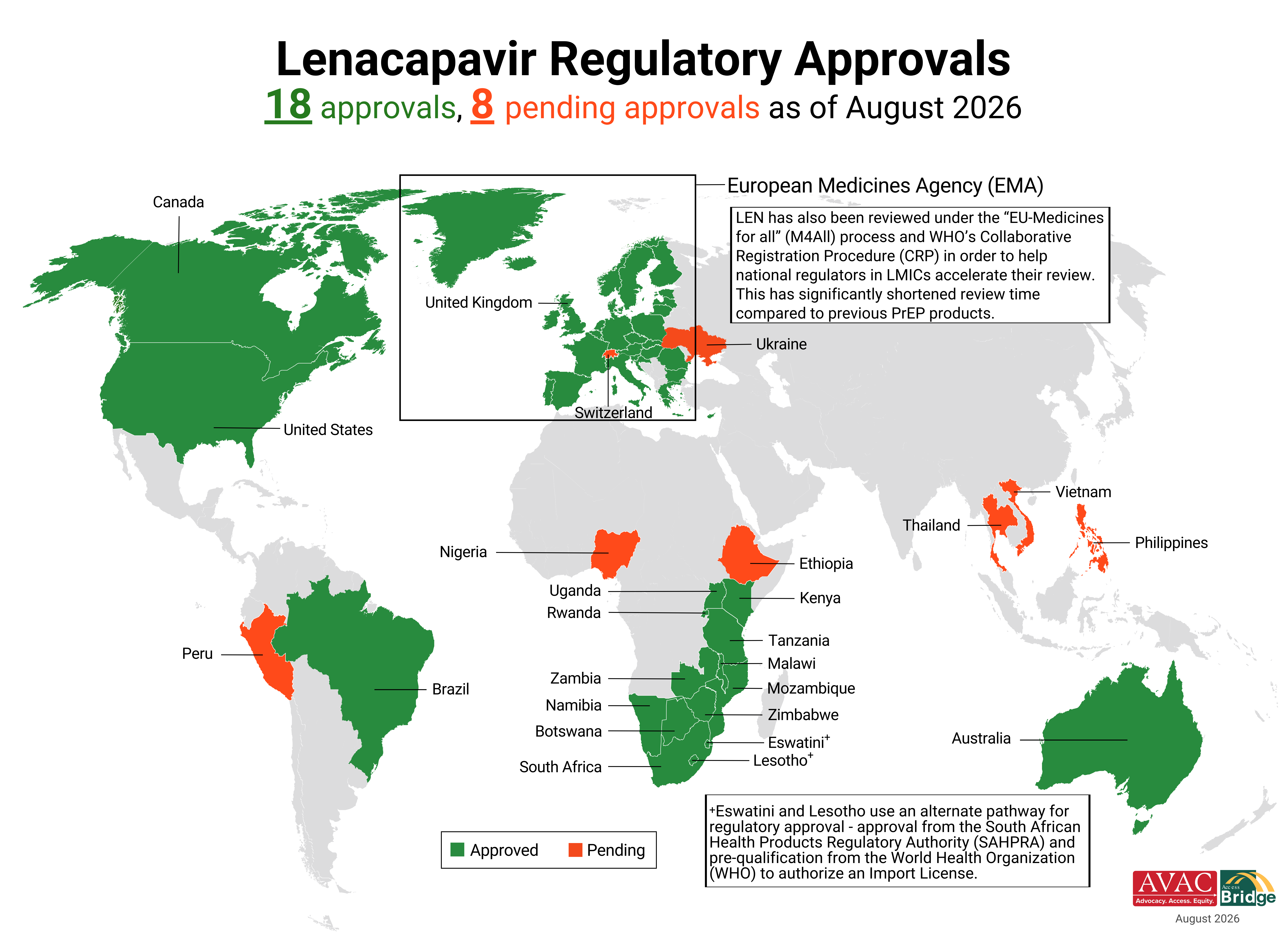 map of LEN approvals in Africa